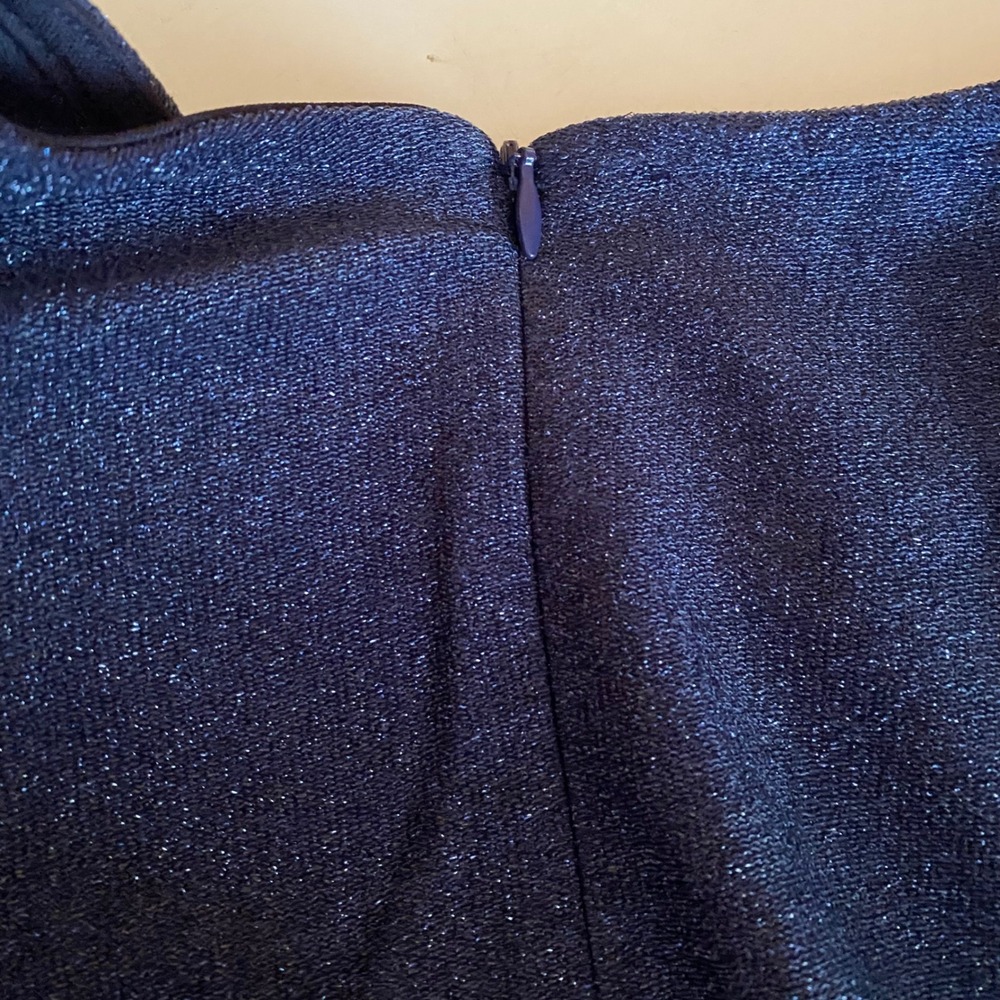 Bonnie Jean Girls 16 Navy Blue Gold Plaid Metallic Party Dress Bow Holiday - Picture 7 of 10